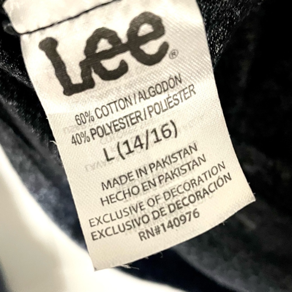 Lee Kid’s Sweatshirt With Hoodie Lightweight Charcoal Black L 14/16 Cotton Blend - Picture 13 of 15